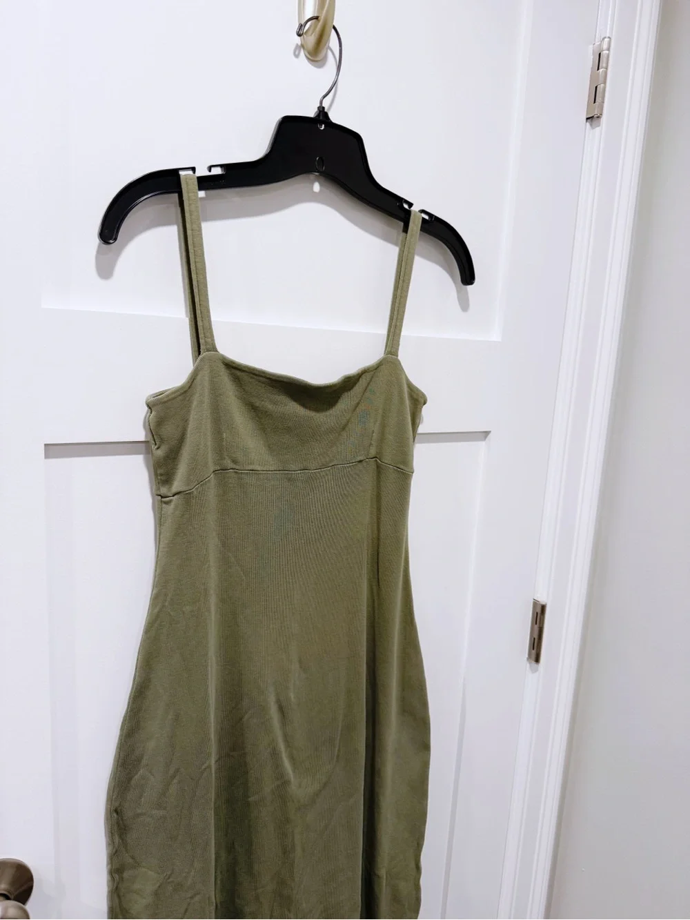 Halogen Square Neck Midi Dress in Olive